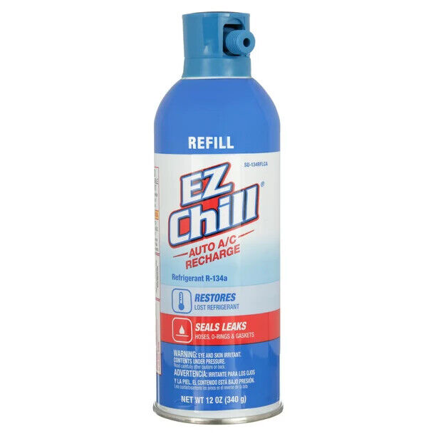 Ez Chill R-134a Refrigerant Plus Oil, Refill, Stops Leaks - 12 Oz New