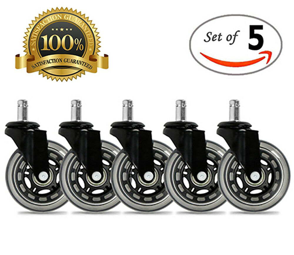Universal Office Chair Caster Wheels Set Of 5 Heavy Duty And Safe 3" Rollerblade